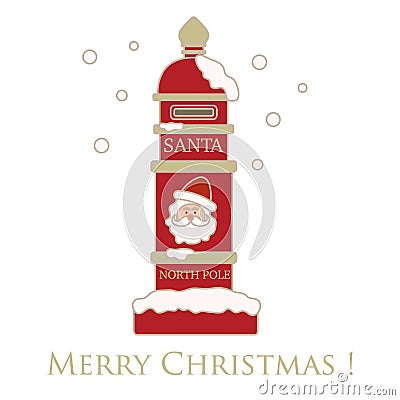 Cute vector illustration of santaâ€™s mailbox and snow. Winter t Vector Illustration